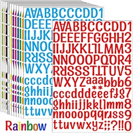 Kenkio 12 Sheets 1512 Pieces Colorful Letter Stickers Alphabet and Number Stickers Self-Adhesive Letter for DIY, Scrapbook, Greeting Cards Decoration(1 Inch)