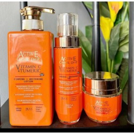 CAVIAR Active Caviar Drip Vitamin C + Turmeric Lotion +serum And Face Cream 3 In 1 Set