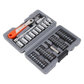 CR V Steel Ratchet Socket Wrench Set, 47 Pcs Ratchet Wrench Set 1/4 Inch Drive Sockets 25mm Slot Cross Star Bits