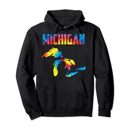 The Great Lakes Largest Water Retro Color Michigan MI Pride Pullover Hoodie