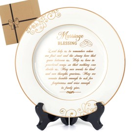 Urllinz Marriage Blessing Plate with 24k Gold Foil-Anniversary Wedding Gifts for Couples 2023 Home,Engagement Gift,Bridal Shower Gifts Christmas Birthday Gift for Wife Husband,Ceramic 9 Inch