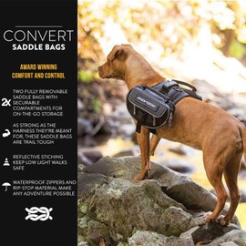 EzyDog Trail-Ready Saddle Bags for The Convert Dog Harness (Not Included) - Two Dog Backpacks with a Quick and Easy Attachment System - Superior Storage Capacity and Innovative Design (Small)