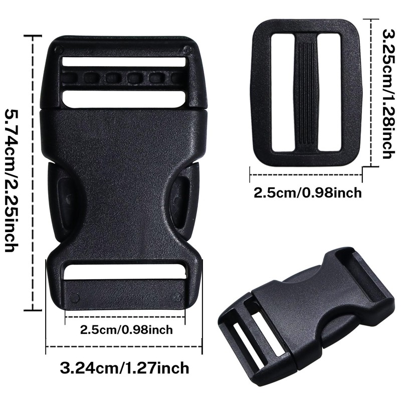 CMBBZZY 6 Sets 25mm Plastic Side Release Buckles with Tri