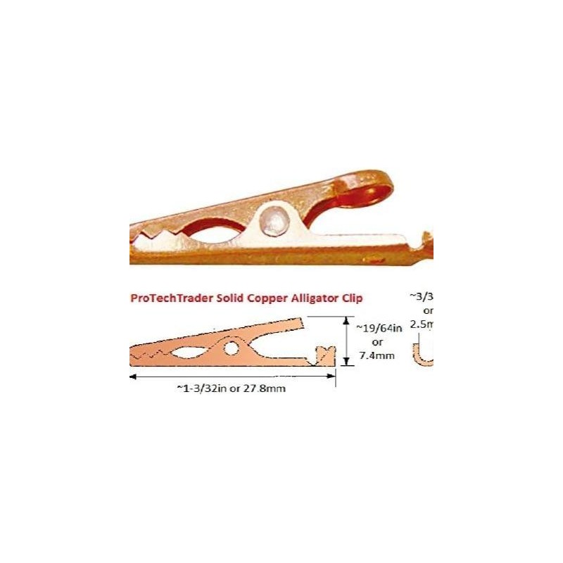 ProTechTrader Solid Copper Alligator Clips (4 pack) - Soldering Heat
