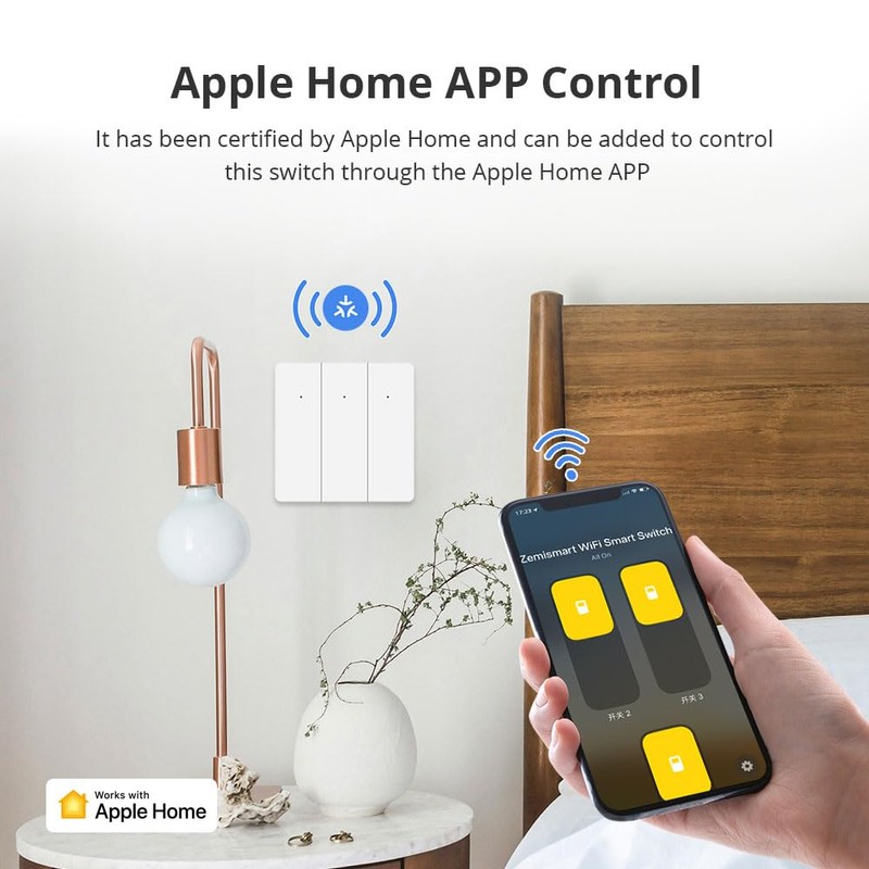 Matter over WiFi Smart Light Switch, Smart Push Button Switches