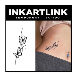 INKARTLINK Jagua Tattoos Set of 2 2 Weeks Long Lasting Waterproof Tattoo Stickers for Men Women Trendy Women Semi Permanent Disappearing Tattoos Wrist Arm Back Hand Leg Abdomen Clavicle Butterfly