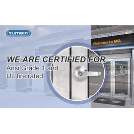 SUMBIN Grade 2 Commercial Heavy Duty Passage Door Lever Lockset, ADA, Satin Chrome Finish