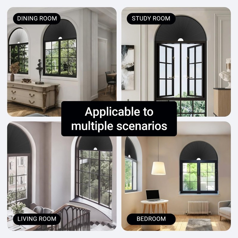 Arch Window Shades Blackout Cellular Honeycomb Blinds Half Circle Cordless