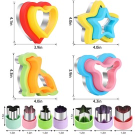 21 Pcs Sandwich Cutter and Sealer Set, Decruster Sandwich Maker and 10 Pcs Cartoon Fruit Pick, DIY Cookie Cutters Bread Press Mold, Pancake Maker for Children Kids Boys Girls Bento Breakfast