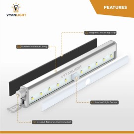 Vyanlight Under Cabinet Lights 10 LED Motion Sensor Closet Lights Cordless 3 PACK