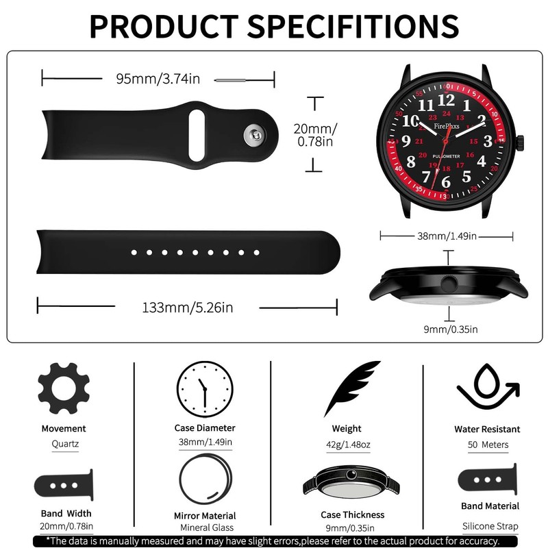 Blisshour Nurse Watch for Medical Students - Waterproof 12/24 Hour