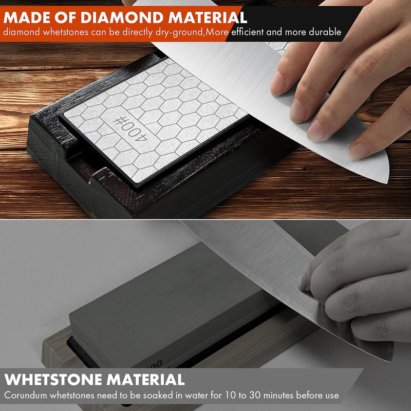 Diamond Sharpening Stone, Sharpening Stone with 2-Sided 400/1000, Diamond Plate