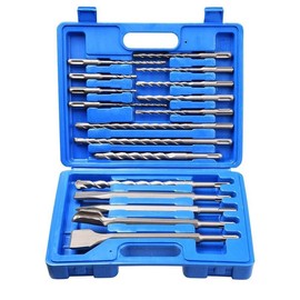 17Pcs SDS Plus Rotary Hammer Drill Bits and Chisel Bits Hole Tool Set Masonry SDS Drill Bit Set Drilling Concrete,Masonry, Wall, Bricks, Stone, Road.