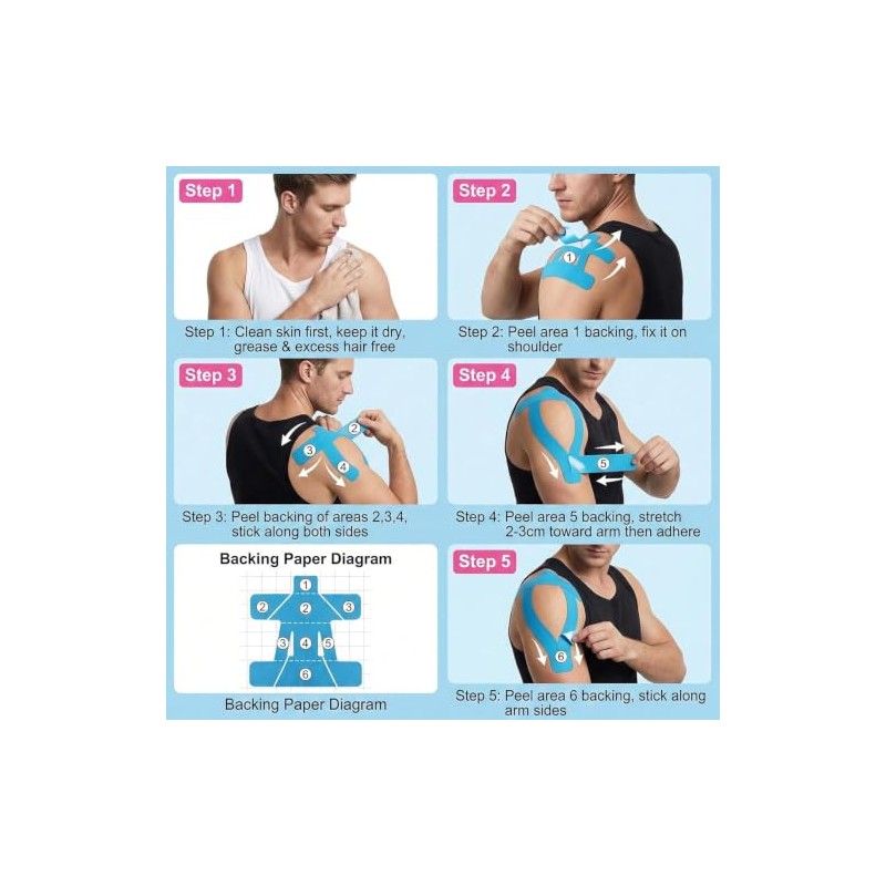 20 Pcs Kinesiology Tape Shoulder, Pre-Cut Athletic Tape