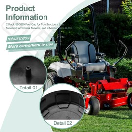 2 Pack 88-3980 Fuel Cap for Toro Tractors/Lawn Mowers(Commercial Mowers) and Z-Master Time Cutter 88-3990 71182 71184 71191 71192 71200