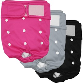 Female Dog Washable & Reusable Period Diapers for Doggie in Heat, Adjustable Comfortable Suitable for Large, Medium and Small Puppy Doggy Pack of 3 Female Dog Pants