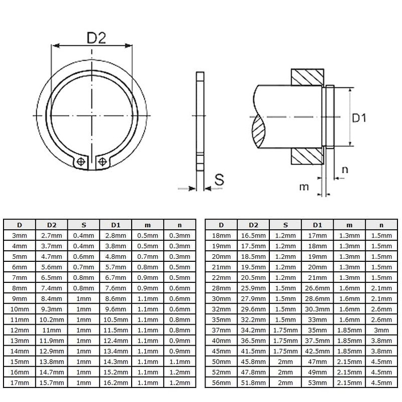 35mm Seegerring, External Circlip C-Clips, Heavy Duty Circlip Ring, Carbon