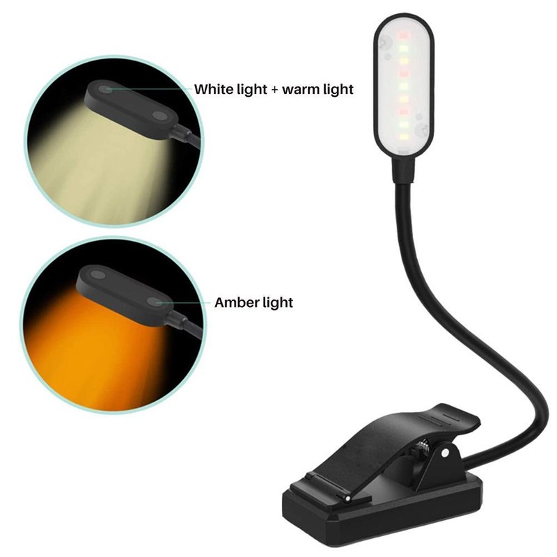 9 LEDs Clip On Book Light USB Rechargeable Reading Light