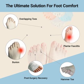 Hyggear Silicone Toe Separators - Bunion Corrector Cushion & Toe Straightener for Plantar Fasciitis Relief, Invisible Design Fits High Heels/Boots/Yoga Barefoot (Women & Men)
