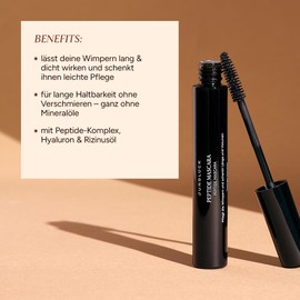 JUNGLÜCK Peptide Mascara - Vegan | Black Mascara without Mineral Oils Gives You Long, Dense & Jet Black Eyelashes | Lash Mascara without Smudging with Peptide Active Ingredient, Hyaluronic and Castor