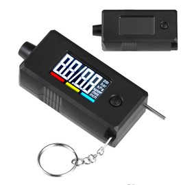 2 in 1 Digital Tyre Pressure Gauge and Tyre Tread Depth Gauge, Accurate Checker with Large Backlight LCD Display & Key Ring for Car Truck Bike, up to 120 PSI & 15mm