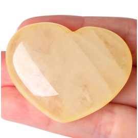 GUJOXILA 45 mm Citrine Heart Crystal Stone Large Crystals Gemstones Heart Shaped Love Healing Crystals Worry Stones for Anxiety Relief Palm Stone Meditation Gifts