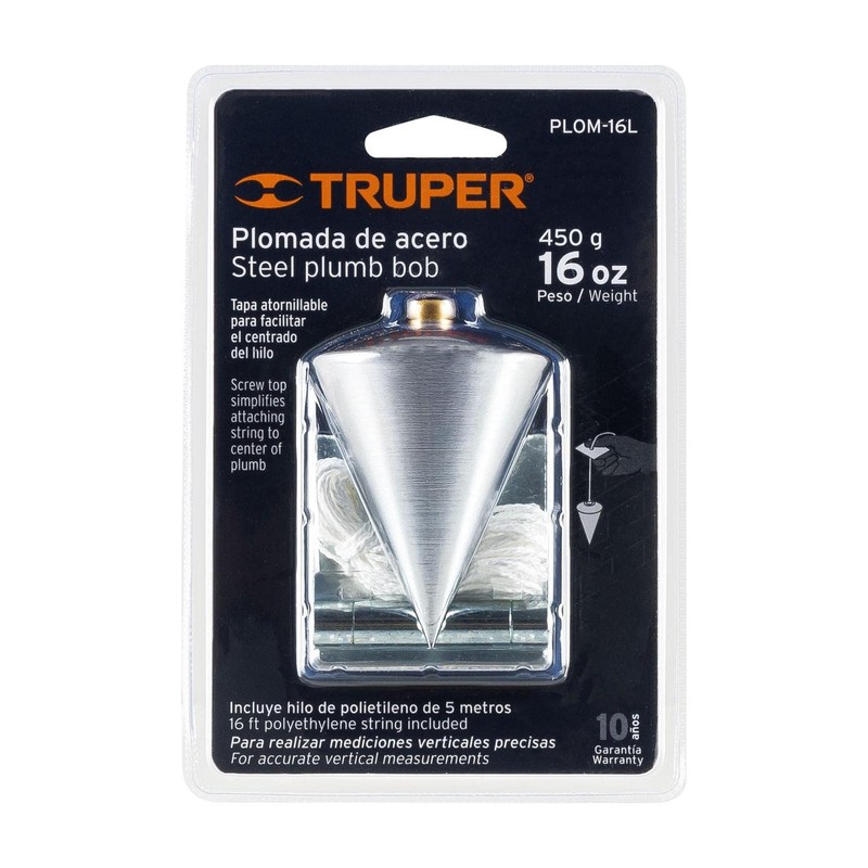 TRUPER Plomada de acero, 16 oz Truper