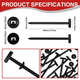 Hiitytin 50pcs Nylon Universal Cable Tie Buckle, Heavy Duty Nylon Cable Ties Zip Ties Rivet for Car Fender Bumper Trunk, Self-Locking Zip Tie Clips with Pin & Button