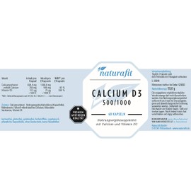 naturafit Calcium D3 500/1000 Capsules, Pack of 60 Capsules