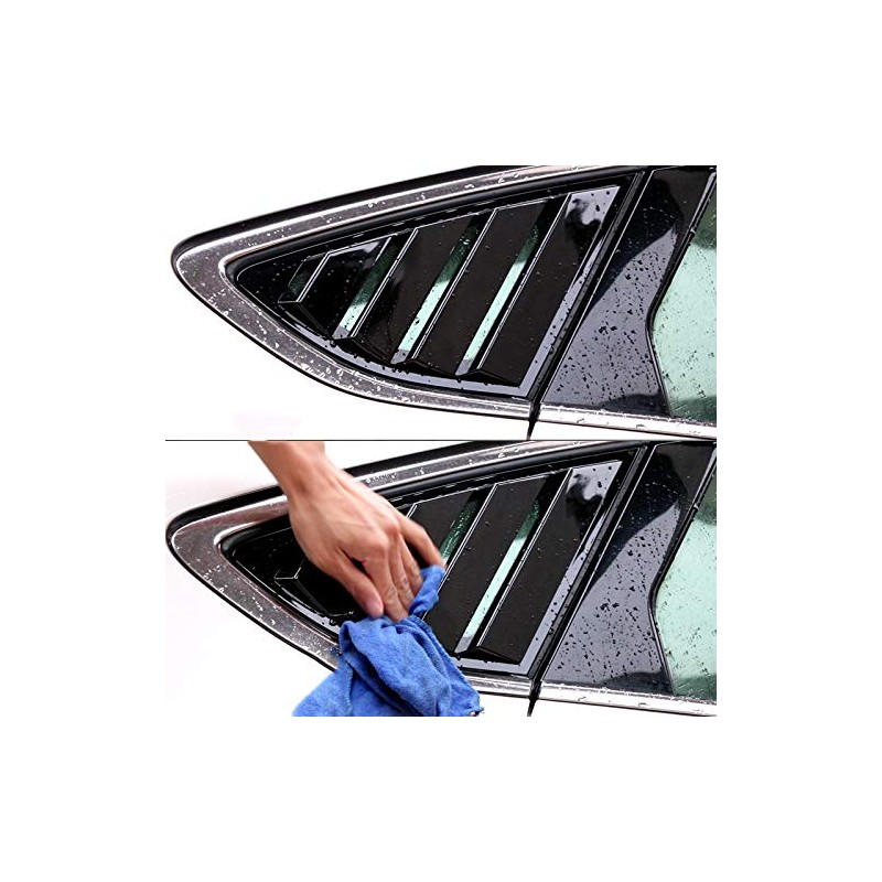 ruihe 2pc Shiny Black Rear Quarter Panel Window Side Louvers