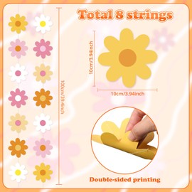 Pasimy 8 Pieces Daisy Boho Party Decorations Groovy Daisy Paper Garlands White Daisy Hanging Garland Banners Hippie Flower Cutouts for Birthday Shower Wedding Retro Party Favor Supplies (Pastel Color)