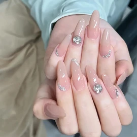 Nail Tip, Long Nail Tip, 24 Pieces, Popular, 3D Nail Tip, Glitter, Korea, Stylish, Handmade Nail Tip, Gel Nail, Nail Seal, Cute, False Nail, Long, Nail Tip, Bridal, Wedding, Party, Dating, Daily Life