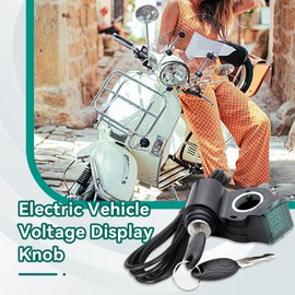Frdhee E Bike Voltage Display, Electric Bike Thumb Throttle LCD Display Digital Battery Voltage Power Switch with Key Lock for E-Scooter Electric Bicycle