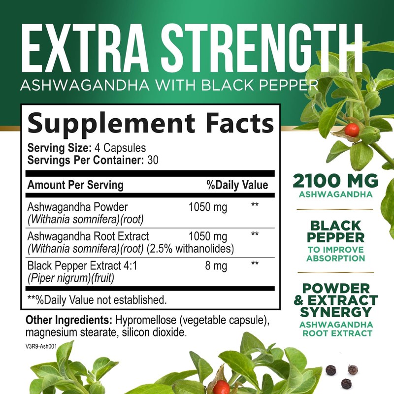 Herbal Ashwagandha 2,100 mg - Extra Strength Unwind, Calm &