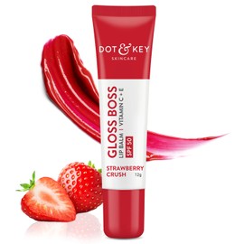 Dot & Key Strawberry Lip Balm (12gm) for Moisturization Soft and Naturally Brightens Lips Tinted Lip Balm with SPF 50 & Vitamin C + E Lipbalm for Dry & Dark Lips For Women