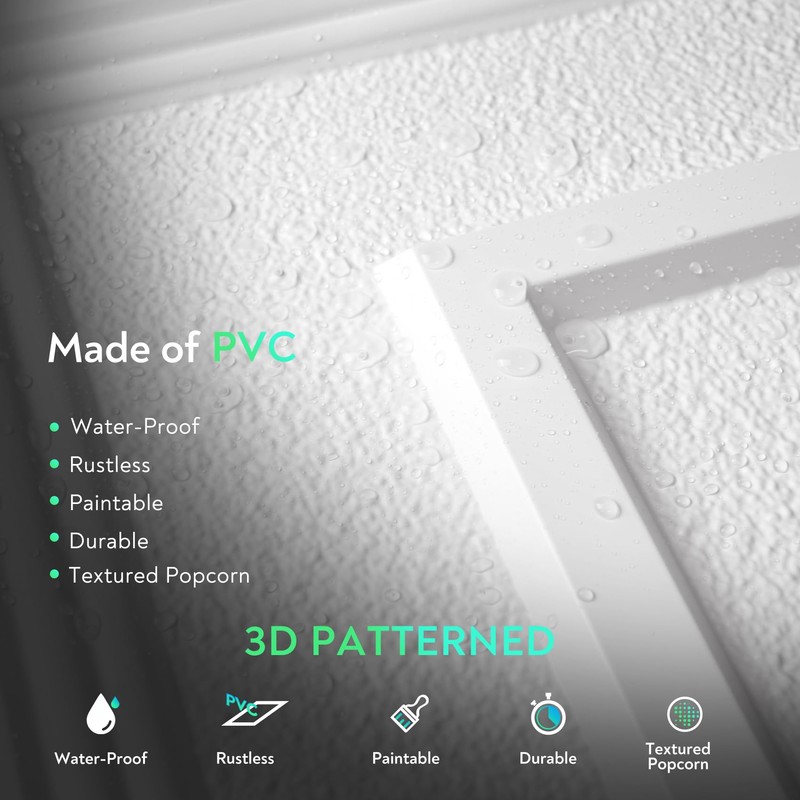 STICKGOO PVC Ceiling Tiles, 2'x2' Glue Up Ceiling Panel Popcorn