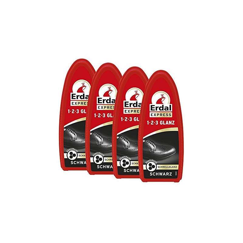 4x Erdal Express 1-2-3 Glanz Schwarz - Schwamm - mit