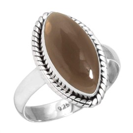 Jeweloporium 925 Silver Ring for Women Brown Smoky Topaz Gemstone Boho Silver Ring Size W Anniversary - Gift Statement Jewelry