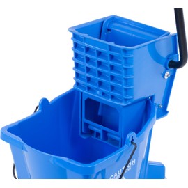 Carlisle FoodService Products Mop Bucket with Side-Press Wringer for Floor Cleaning, Restaurants, Office, And Janitorial Use, Polyproylene, 26 Quarts, Blue