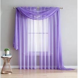 LinenZone Amazing Sheer Window Scarf Fabric Sheer Voile Curtain for Window Treatment - Add to Window Curtains for Enhanced Effect (56"x144", Lilac)