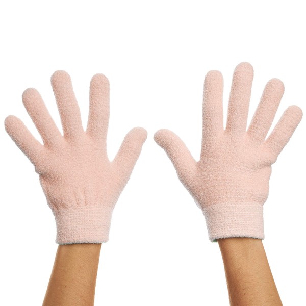 ZenToes Moisturizing Gloves with Gel Lining - Dry Hands Treatment - 1 Pair Hydrating Cracked Hand Healing Gloves - Repair Rough, Chapped Skin Overnight (Fuzzy Peach)