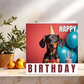 Sausage Dog Birthday Card Dachshund Birthday Card Cute 145 x 145mm