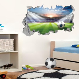 KAIRNE 3D Football Wall Sticker, Football Stadium Wall Sticker, Wall Sticker for Children's Room, Boys, 85 x 55 cm, Sports Wall Sticker, Football Wall Picture for Bedroom, Living Room Decoration