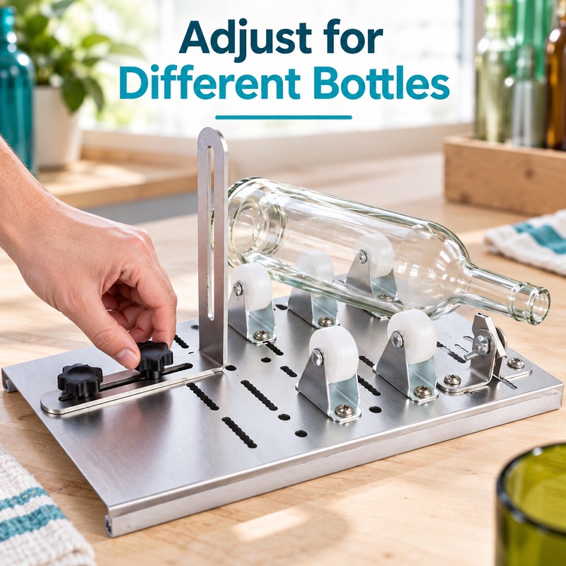 Adjustable Stainless Steel Glass Bottle Cutter Kit with Safety Gloves