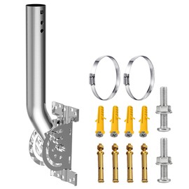 Heavy Duty Pivot Antenna Pole Mount Bracket, J-Pipe Solid Rustproof Stainless Steel Mast (12''(H) - Φ1.38‘’ Rod) for Wall, Eave or Roof Mounting,Compatible with Outdoor Access Point,Antennas,Starlink
