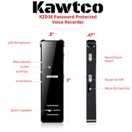 Digital Voice Activated Audio Recorder Lectures Meetings Date Time Stamp 40 Hr Battery Sound Audio Recorder Dictaphone Recording Device w/SD Card Playback,Password,Variable Speed (with 64GB SD Card)