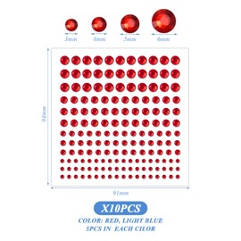 10 Pieces Of Rhinestone Stickers, Multi-Function Decorative Stickers, Party Cosmetics, Can Be Used On The Face, Nails, And Body.