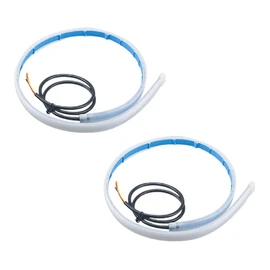 ZIMISI 2PCS 24 Inch Car LED Strip Lights, Flexible DRL Daytime Running Lights, Waterproof Dual Color Sequentially Flow Turn Signal Light, LED Headlight Strips for Car Decorations (Blue/Yellow)