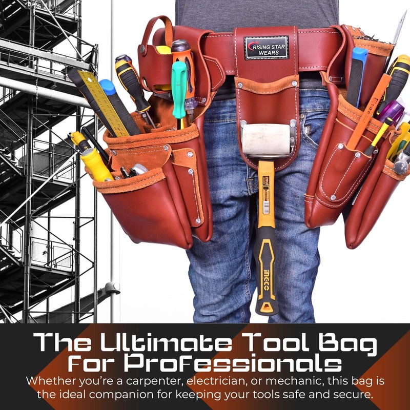 Leather Tool Pouch, Tool Organizer, Premium Tool Bag for Carpenter,