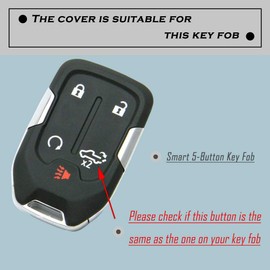 TANDRIVE 2PCS Silicone Smart Key Fob Case Cover for 2023 2022 2021 2020 2019 Chevy Silverado and GMC Sierra 1500 2500HD 3500HD, Remote Protector Accessories Holder(5-Button, Black and Blue)